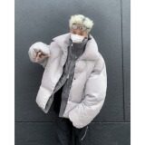 MA705-P105冬PU皮拼接假两件手冲棉衣双层设计感加厚宽松棉服外套，男装棉衣，星座1611A