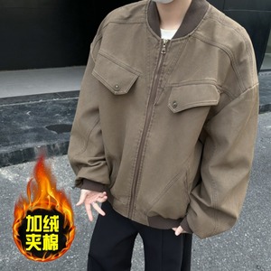 MA759-P90夹棉美式复古做旧层次织线设计工装夹克外套简约休闲图片