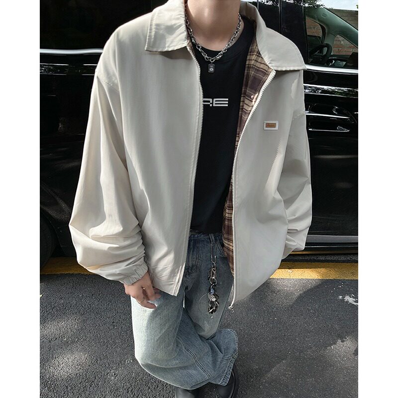 MA541-P64美式复古格子双面穿情侣宽松百搭男女秋季新款夹克外套,男装夹克,星座1611A