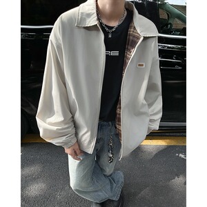 MA541-P64美式复古格子双面穿情侣宽松百搭男女秋季新款夹克外套图片