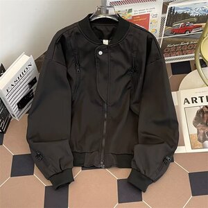 MA648-P68美式高街双拉链vibe风宽松痞帅飞行员夹克棒球服外套