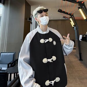 MA671-P60羊角扣毛呢夹克立领春秋宽松外穿长袖水洗常规款棒球领图片