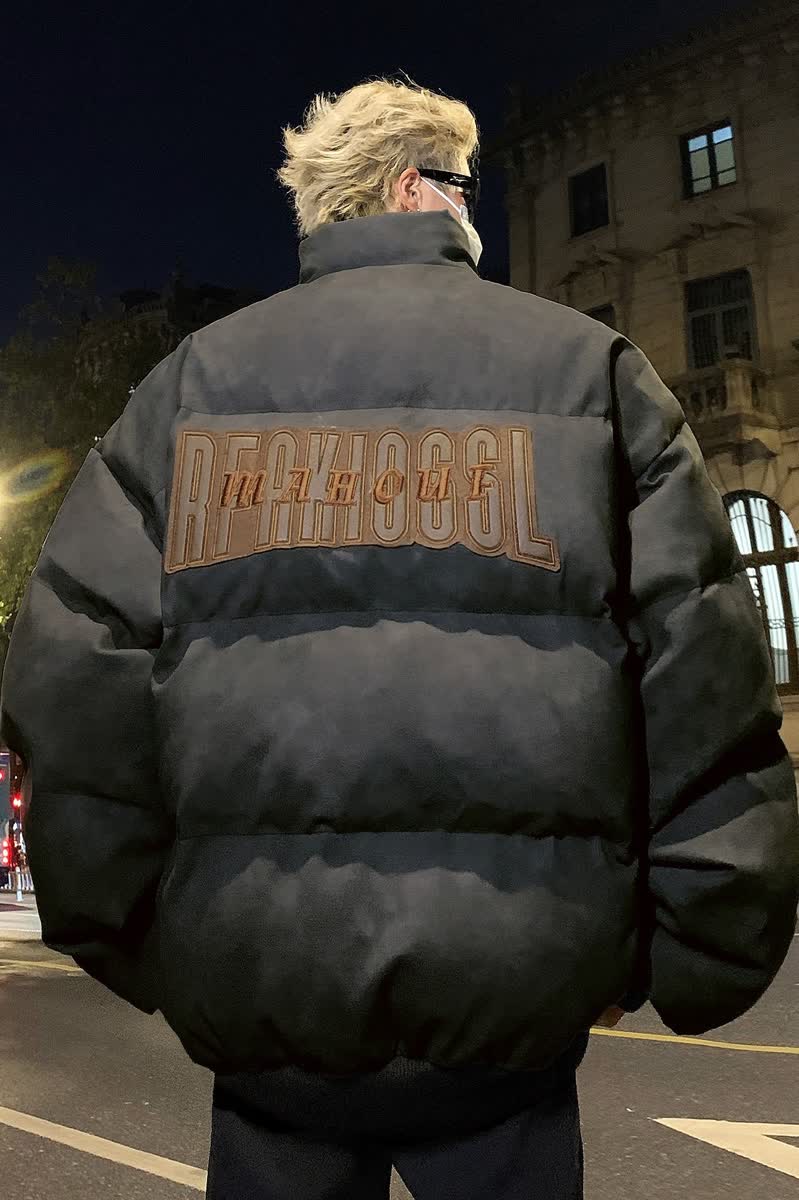 MA691-P103美式复古做旧皮面包服棉衣刺绣加厚宽松棉服皮衣外套,男装皮衣,星座1611A