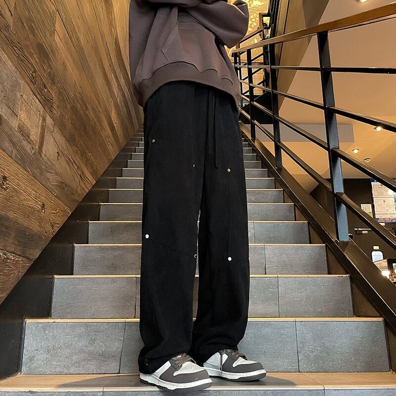 灯芯绒300克休闲裤春秋美式复古高街高级感直筒阔腿长裤,男装休闲裤,星座1611A