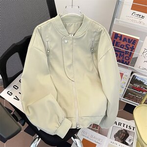 MA648-P68美式高街双拉链vibe风宽松痞帅飞行员夹克棒球服外套图片