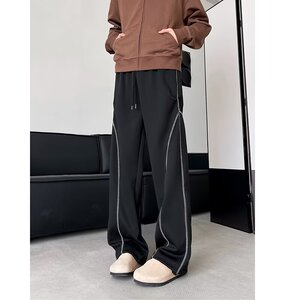 MA667-P40美式重磅华棉弯刀卫裤男潮条纹时尚潮流哈伦裤原宿直筒图片