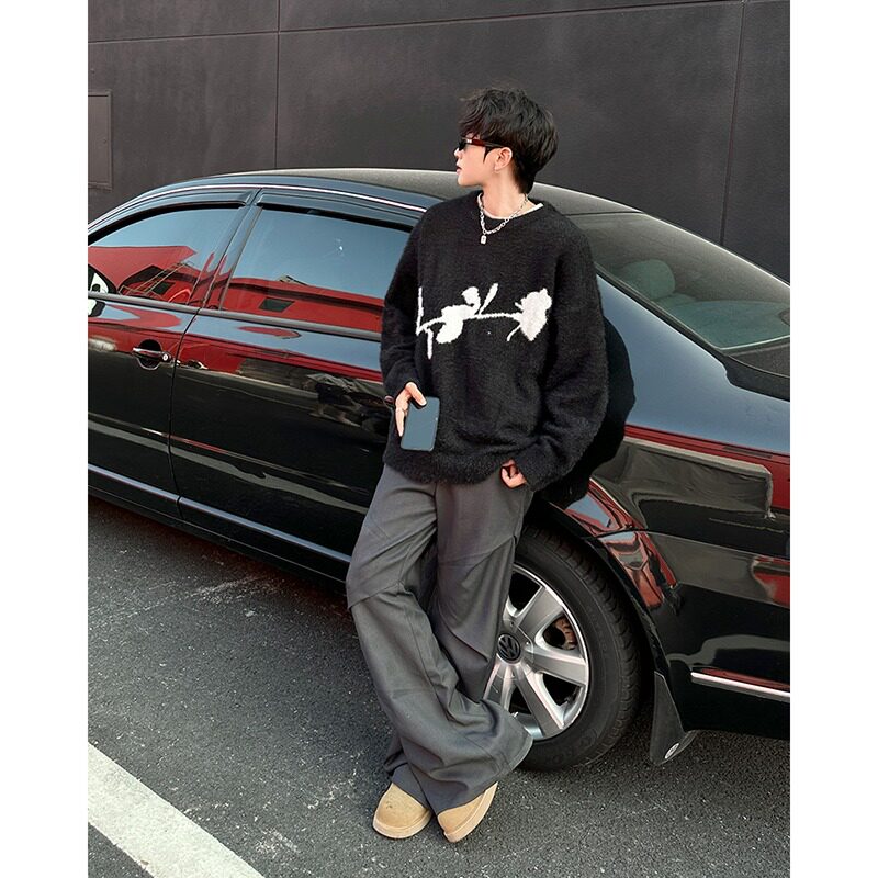 MA532-P55水貂毛半高领毛衣男慵懒风韩版宽松套头痞帅很仙针织衫，男装针织衫/毛衣，星座1611A