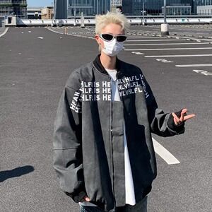 MA431-P73美式街头刺绣字母PU皮双层夹克外套拉链同款休闲外套,aj鞋女款玫红穿搭图片