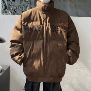 MA691-P103美式复古做旧皮面包服棉衣刺绣加厚宽松棉服皮衣外套图片