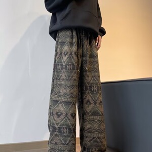 MA723-P60针织580克毛呢提花卫裤男款冬季潮牌直筒宽松休闲裤图片