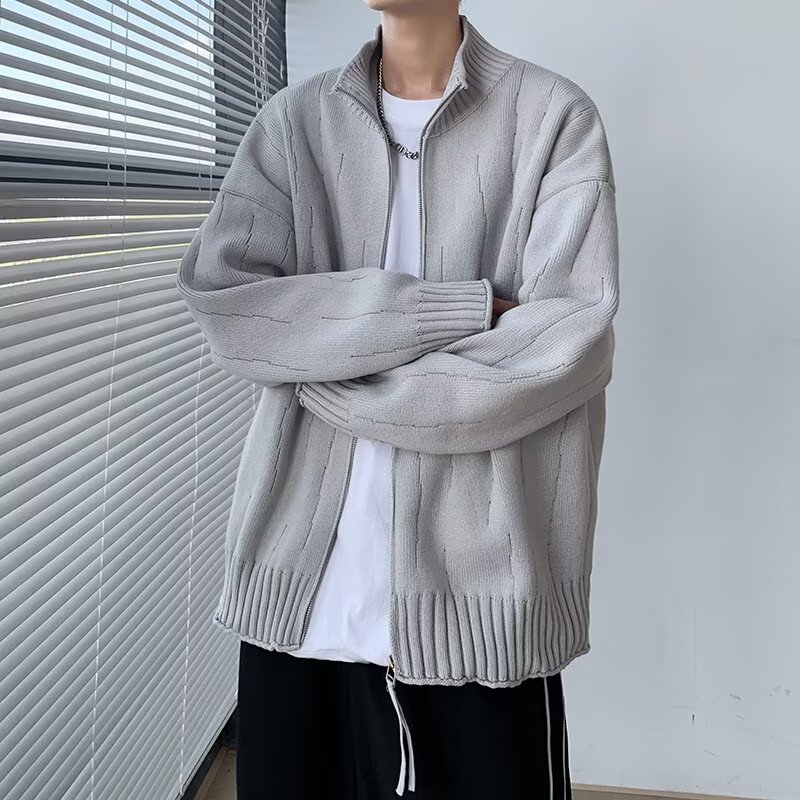 MA636-P65痞帅立领针织开衫外套新款慵懒风宽松休闲毛衣潮,男装针织衫/毛衣,星座1611A
