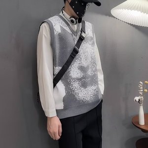 MA564-P48韩系小众设计感v领针织衫休闲坎肩马甲毛衣无袖上衣图片