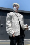 MA527-P80秋季高级感立领机车皮衣短款垫肩美式复古PU夹克外套，男装夹克，星座1611A