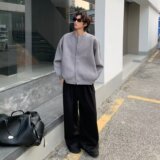 MA689-P53秋季新款棒球领开衫纯色宽松休闲慵懒感毛衣外套，男装针织衫/毛衣，星座1611A