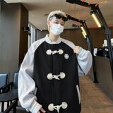 MA671-P60羊角扣毛呢夹克立领春秋宽松外穿长袖水洗常规款棒球领，男装夹克，星座1611A