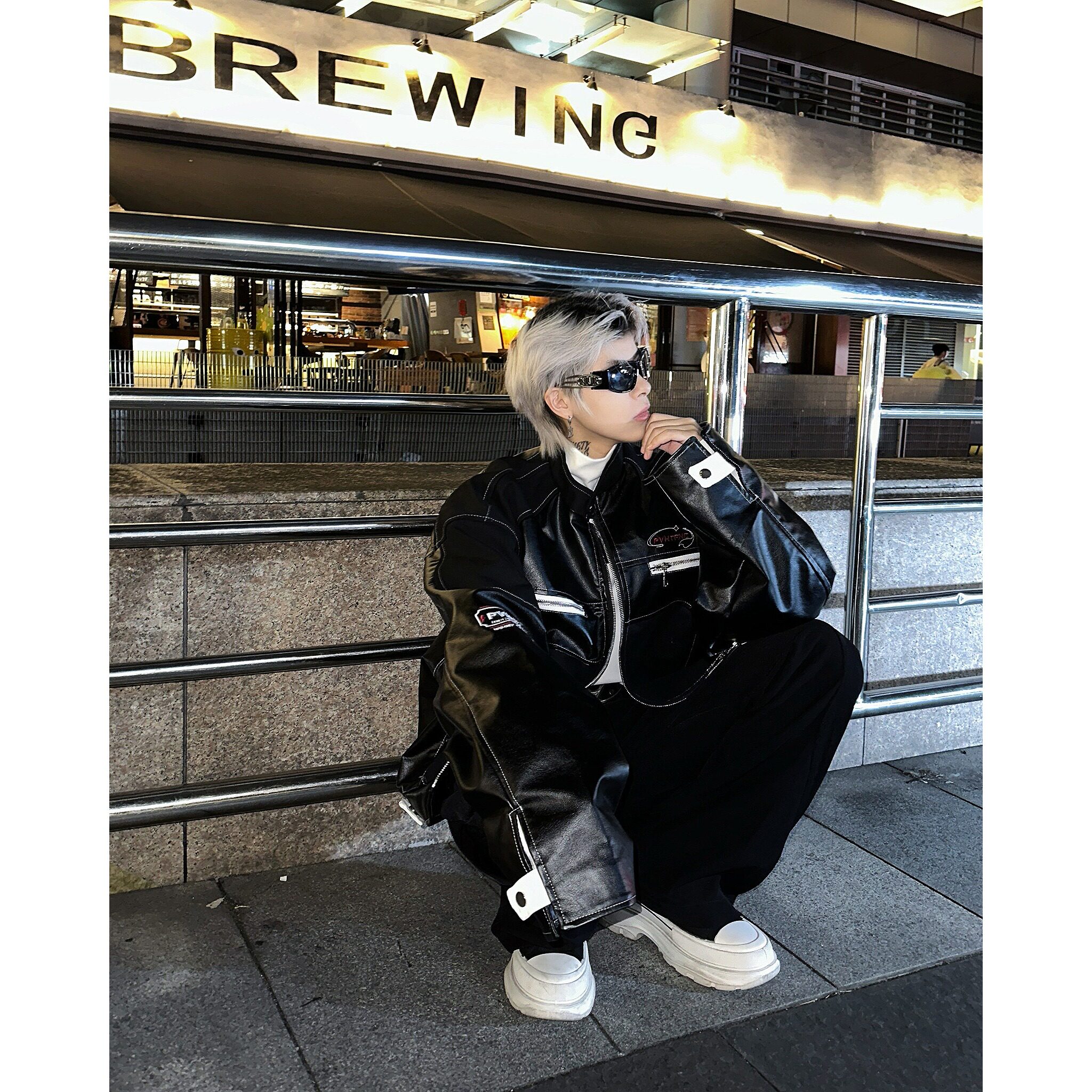 MA704-P70美式复古pu皮机车服拼接夹克设计感宽松休闲短款外套,男装夹克,星座1611A