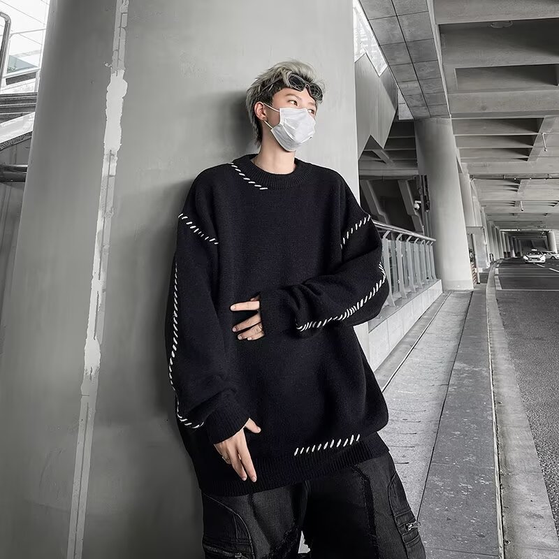 MA491-P53鹿毛绒日系复古慵懒男宽松厚实情侣针织衫毛线衣图片