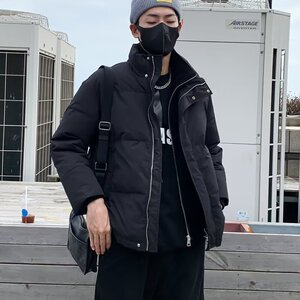 MA618-P90纯色假两件短款棉衣冬季痞帅宽松加厚保暖立领棉服图片