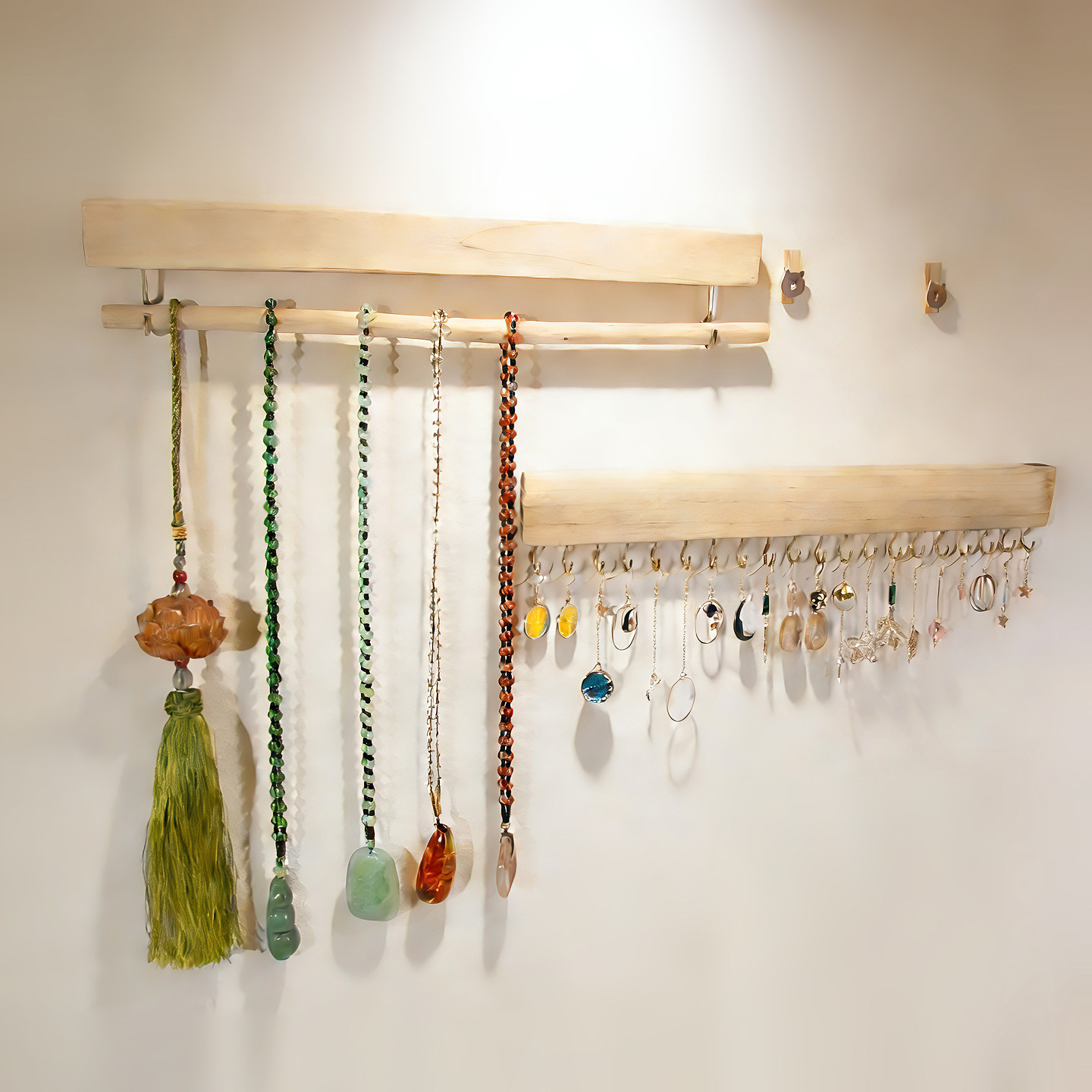 创意木条首饰架壁挂式饰品架挂墙免打孔耳环耳饰项链收纳展示架子,收纳整理,首饰架,淘宝优惠券,粉丝福利购,淘宝优惠卷