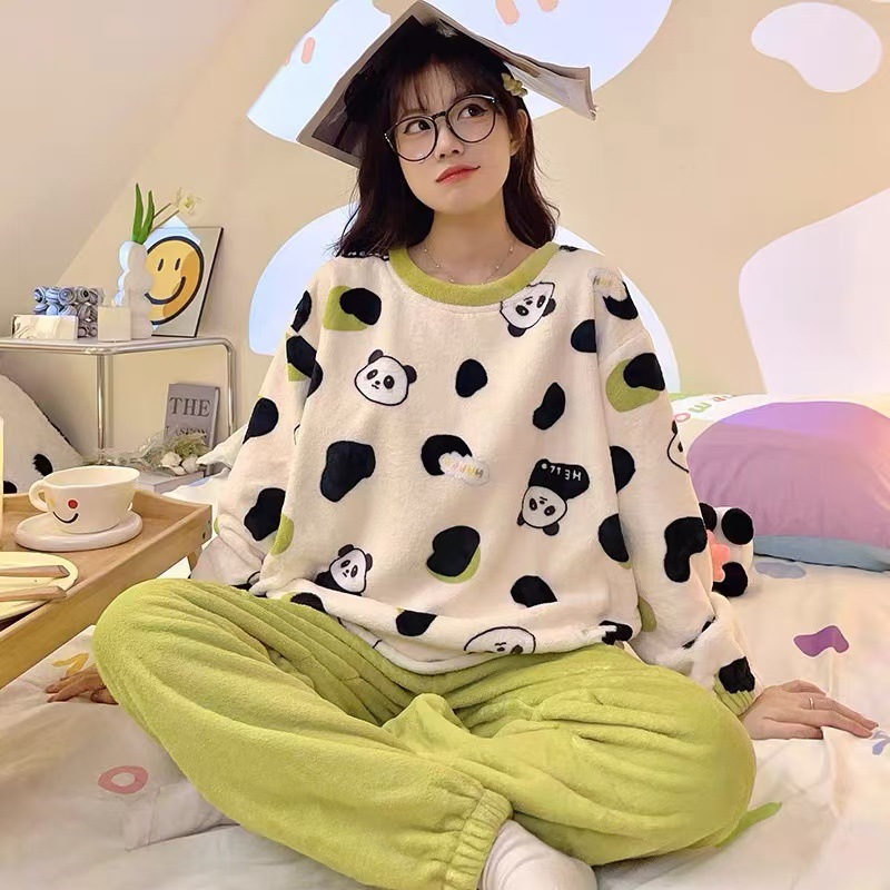 秋冬款法兰绒睡衣女卡通2025年新款冬季加厚珊瑚绒学生家居服