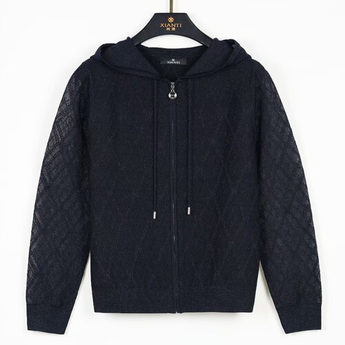 2025秋新款百搭气质时尚上档次女装长袖拉链休闲帽衫女XT-2516111