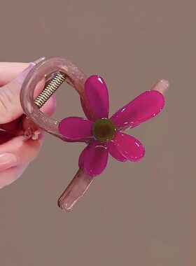 复古品质醋酸紫色花朵抓夹气质半扎发夹女2026新款盘发鲨鱼夹头饰