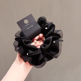 高级感柔纱珍珠大肠发圈女时尚洋气高级感发绳丸子扎头发头绳发饰