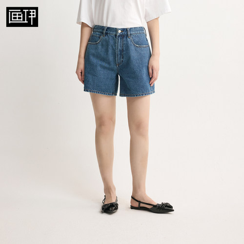 画伊2026夏季新款牛仔短裤复古高腰显瘦直筒宽松休闲裤女6AKZ5076