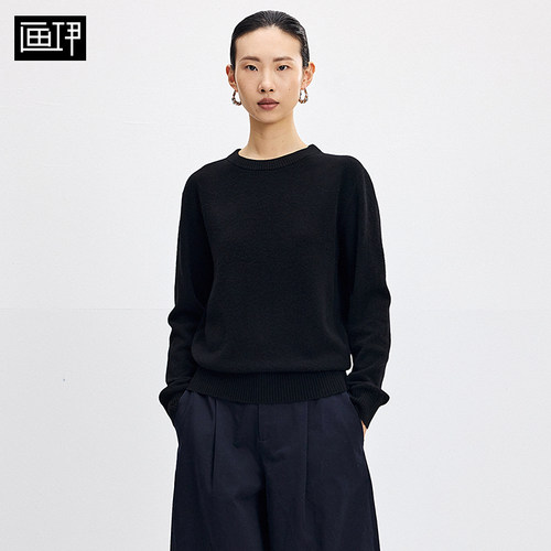 画伊秋冬羊毛羊绒混纺打底毛衣女羊毛基础款百搭圆领套头针织衫