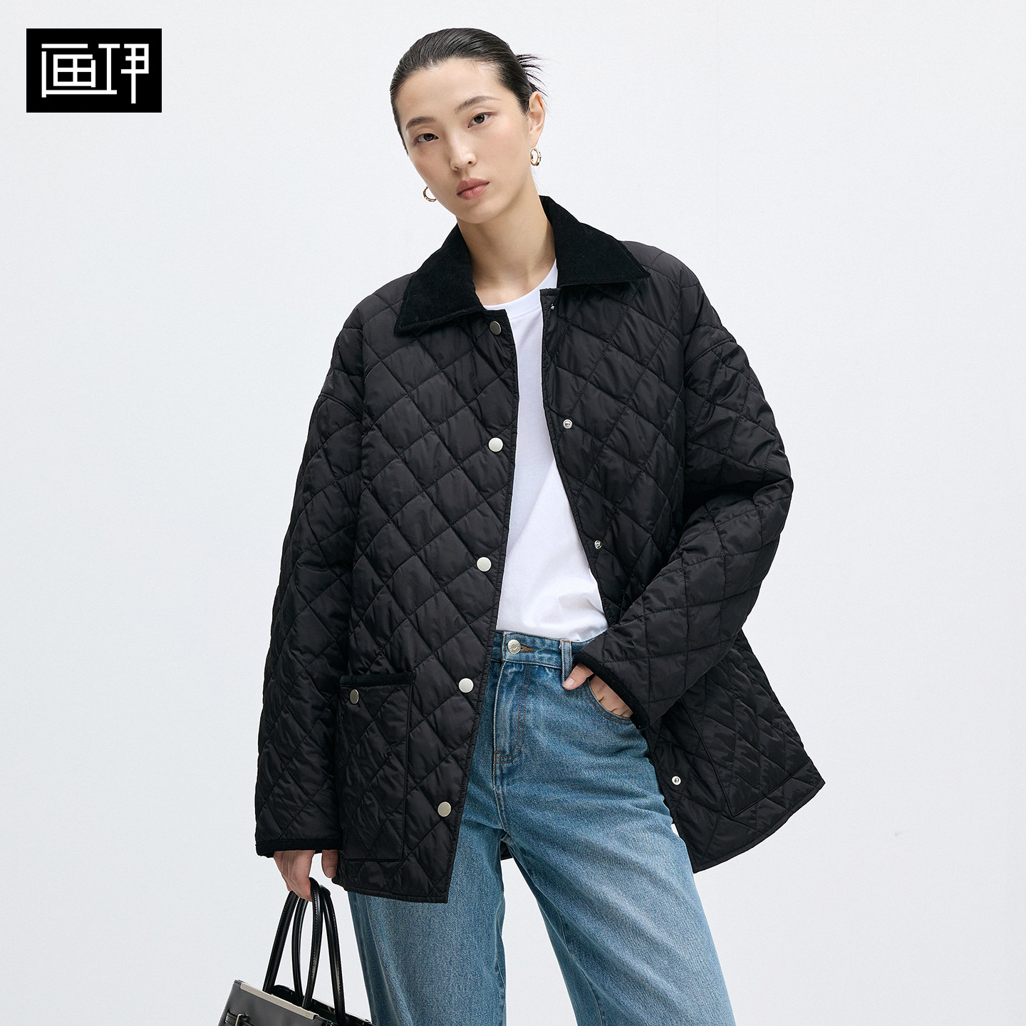 画伊菱形格绗缝夹棉轻薄棉衣20棉衣/棉服