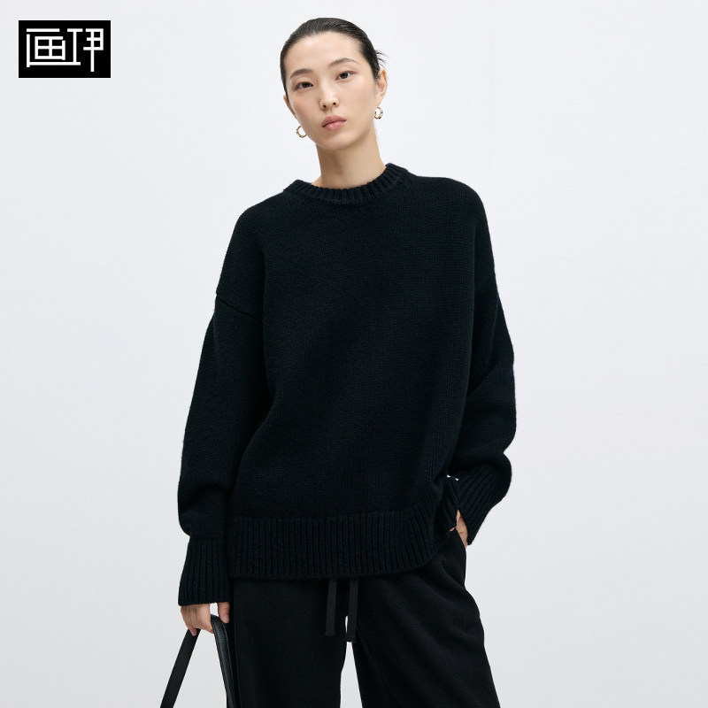 画伊2026秋冬全羊毛宽松落肩毛衣