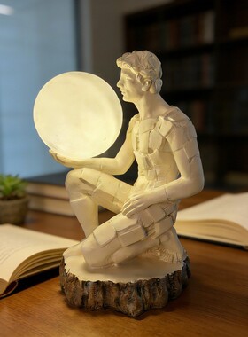 创意人物艺术小夜灯摆件简约现代雕塑摆设家居卧室书房办公室装饰