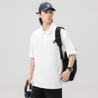 PKL 夏季纯色POLO衫短袖男宽松大码简约休闲百搭翻领T恤衫简约潮