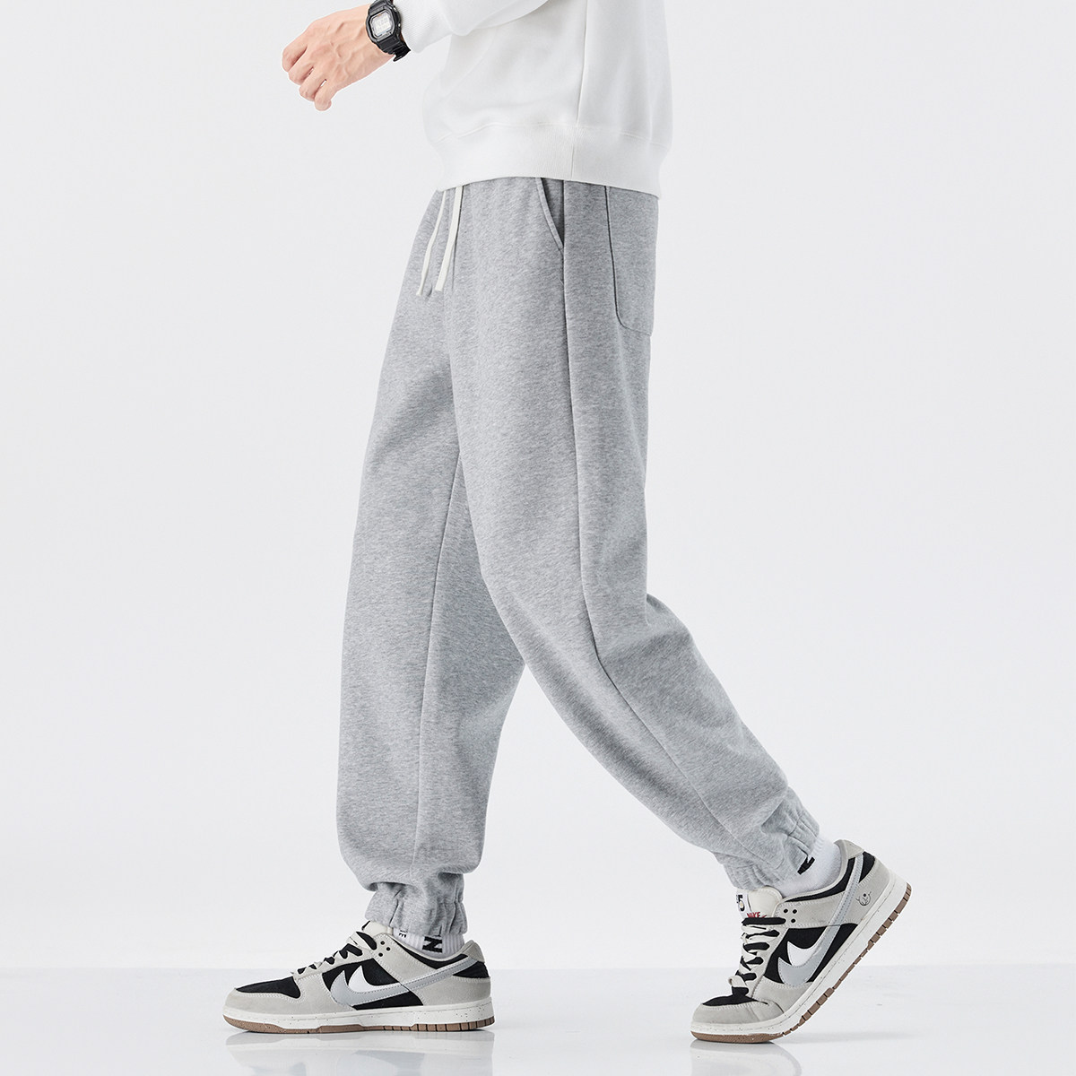 PKL 春夏重磅320g卫裤男束脚休闲长裤针织休闲运动裤子简约哈伦裤