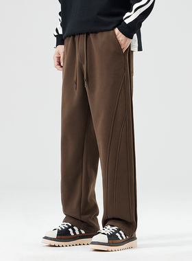 PKL 春夏重磅360g休闲卫裤男运动裤宽松直筒大码拼接设计休闲裤子