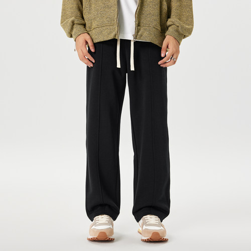 PKL 重磅灰色卫裤男春夏宽松直筒大码黑色阔腿美式休闲运动裤百搭