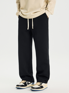 PKL 春夏运动裤男重磅320g宽松直筒卫裤美式休闲简约垂感长裤子潮