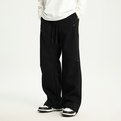 PKL 秋冬休闲裤男卫裤宽松直筒大码运动裤美式潮牌阔腿拼接长裤子