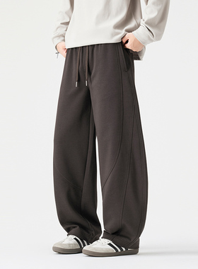 PKL 秋冬340g加绒运动裤男卫裤宽松直筒大码弯刀休闲裤美式潮牌