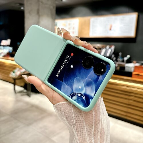 适用华为 nova Flip手机壳简约纯色肤感液态硅胶华为pocket2防摔情侣全包nova新款小米MIX Flip保护套耐脏