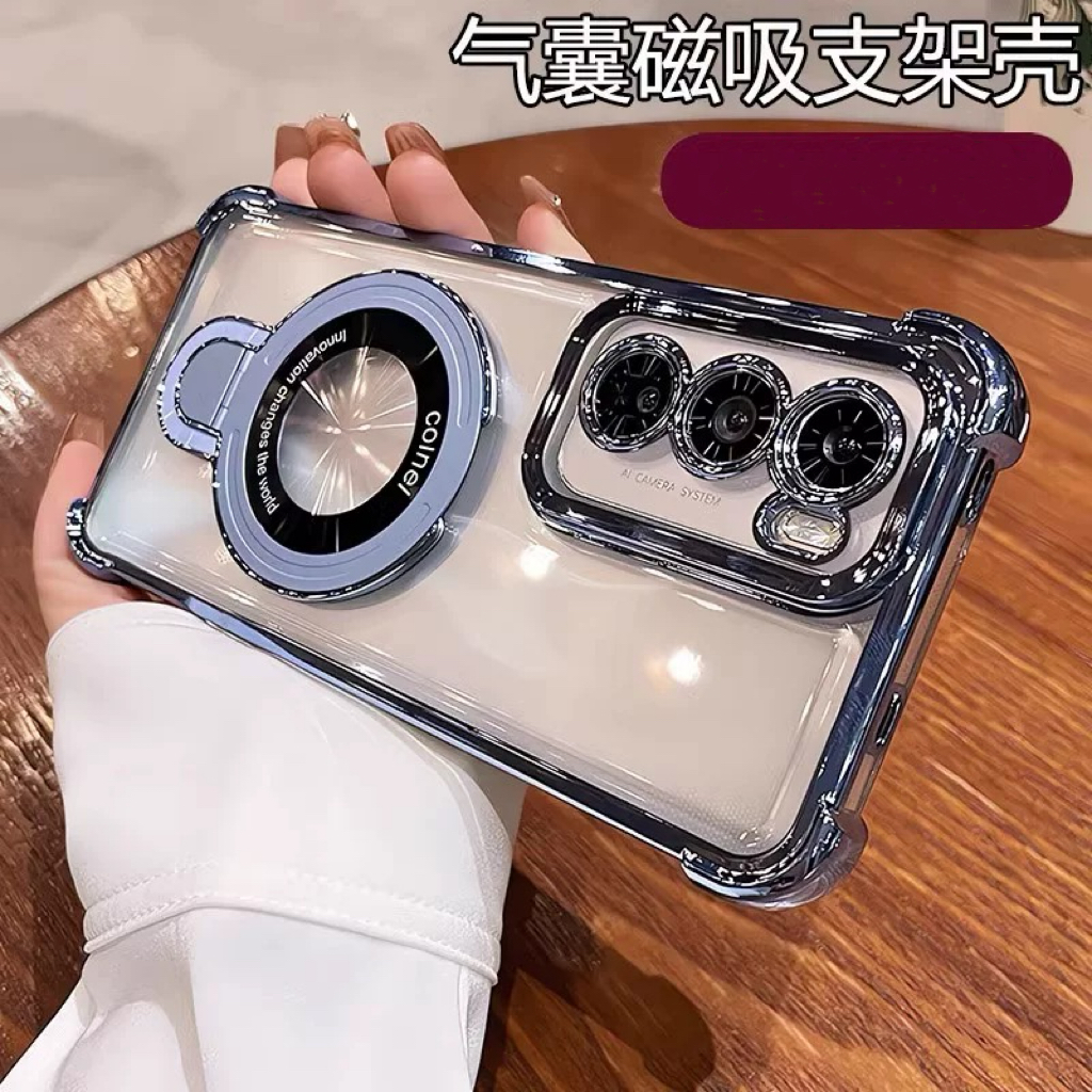 适用opporeno12手机壳reno11pro新款气囊支架保护套全包防摔oppo硅胶reno4/5/6/7/8/9/10高级感奢华女pro外壳