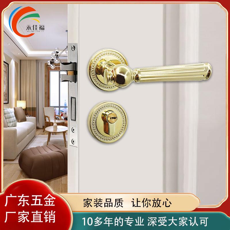 法式轻奢黄铜隐形门锁