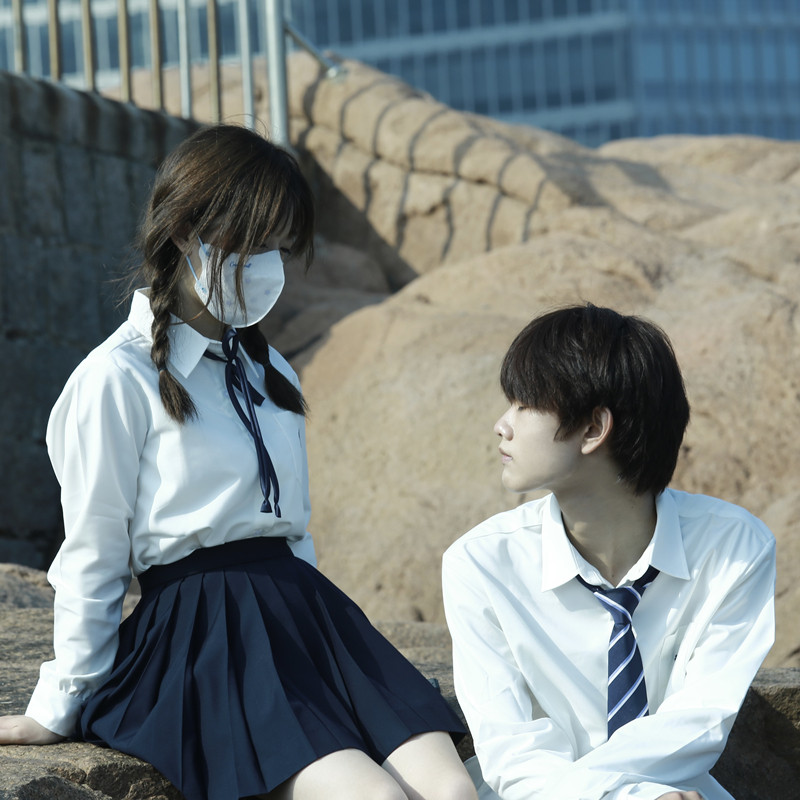 现货喵丸JK/DK制服刺绣衬衣长袖角襟男女学生春季百搭学院风衬衫
