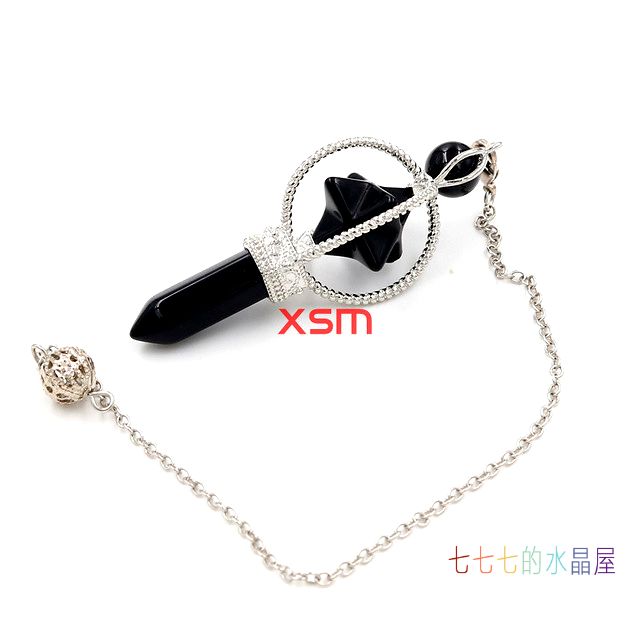 梅尔卡巴旋转黑玛瑙绿东陵吊坠