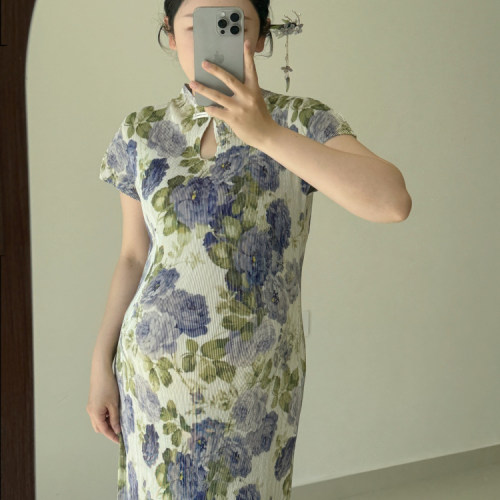 孕妇复古旗袍修身长裙