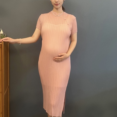 孕妇新中式褶皱气质旗袍裙