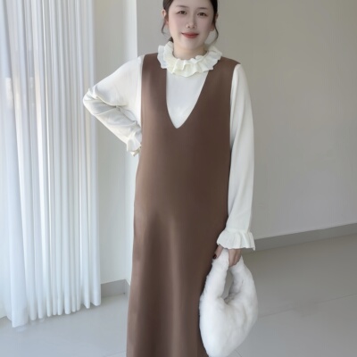 孕妇针织背心裙打底衫两件套套装