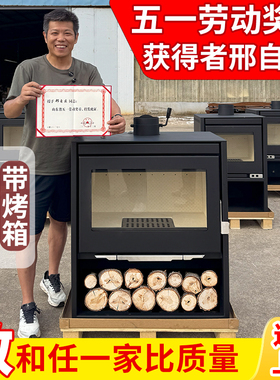 壁炉真火木柴烤箱客厅室内冬天室内取暖炉柴火别墅农村家用无烟