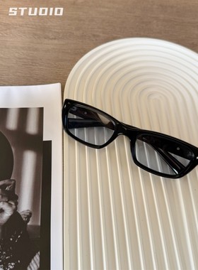 欧美黑框蓝色潮酷痞帅墨镜街拍显脸小高级感防紫外线太阳眼镜男女