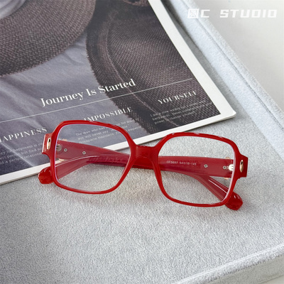 素颜粗框黑框眼镜女可配度数近视
